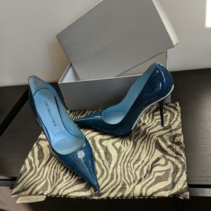 Gianmarco Lorenzo Blue Pointy Toe Stiletto Heels